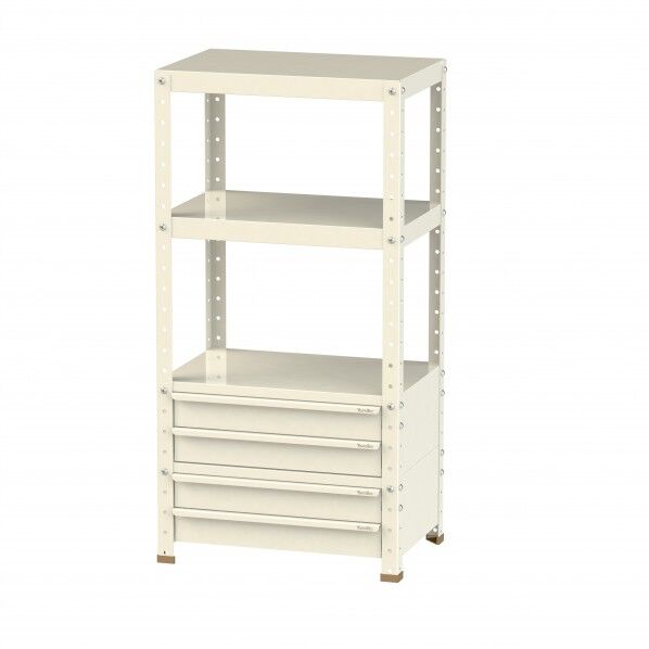 スペシャルワゴン 固定式 キャビネット浅型2段×2個アイボリー W6H-BS2-IV 1点