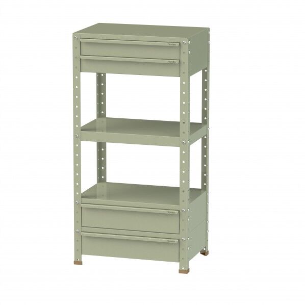 スペシャルワゴン 固定式 キャビネット深型1段×2個、浅型2段×1個グリーン W6H-SBM2-G 1点