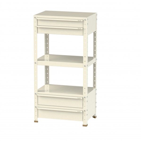 スペシャルワゴン 固定式 キャビネット深型1段×2個、浅型2段×1個アイボリー W6H-SBM2-IV 1点