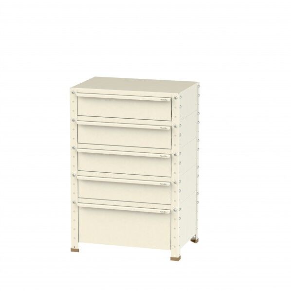 スペシャルワゴン 固定式 キャビネット深型1段×4個、超深型1段×1個アイボリー W6-M4D-IV 1点