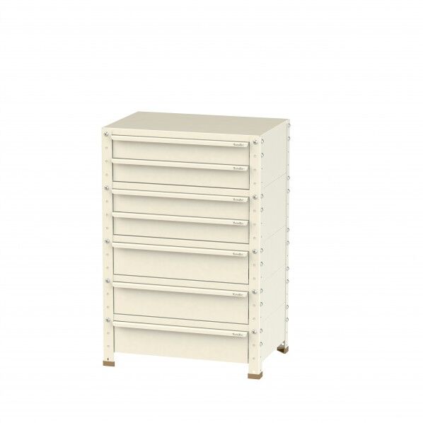 スペシャルワゴン 固定式 キャビネット浅型2段×2個、深型1段×3個アイボリー W6-S2M3-IV 1点