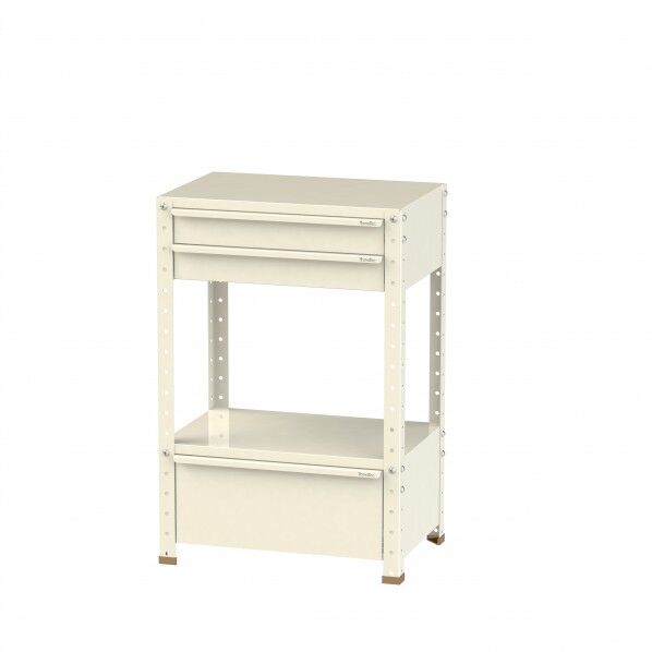 スペシャルワゴン 固定式 キャビネット超深型1段×1個、浅型2段×1台アイボリー W6-SBD-IV 1点