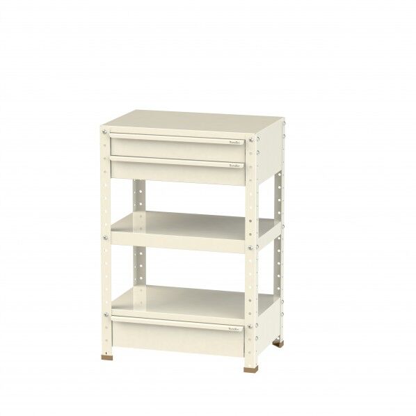 スペシャルワゴン 固定式 キャビネット深型1段×1個、浅型2段×1台アイボリー W6-SBM-IV 1点