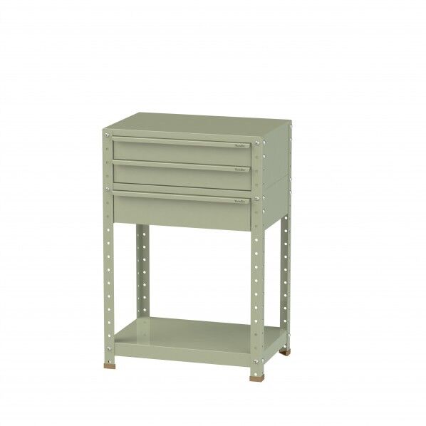 スペシャルワゴン 固定式 キャビネット浅型2段×1個、深型1段×1個グリーン W6-SM-G 1点