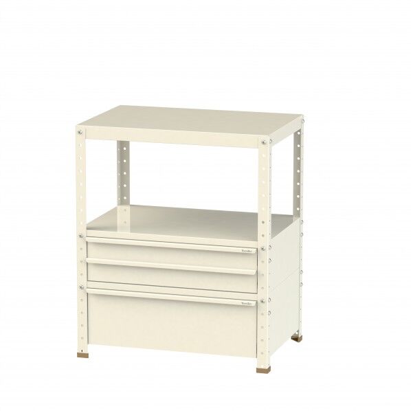 スペシャルワゴン 固定式 キャビネット浅型2段×1個、超深型1段×1個アイボリー W7-BSD-IV 1点