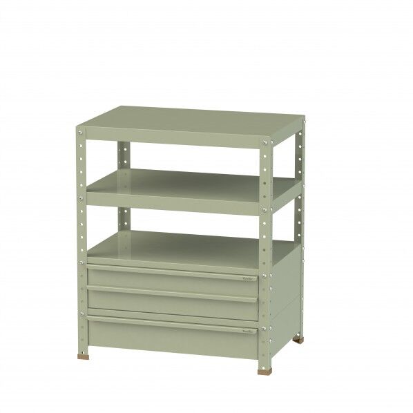 スペシャルワゴン 固定式 キャビネット浅型2段×1個、深型1段×1個グリーン W7-BSM-G 1点