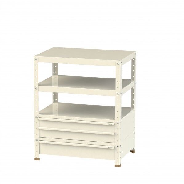 スペシャルワゴン 固定式 キャビネット浅型2段×1個、深型1段×1個アイボリー W7-BSM-IV 1点