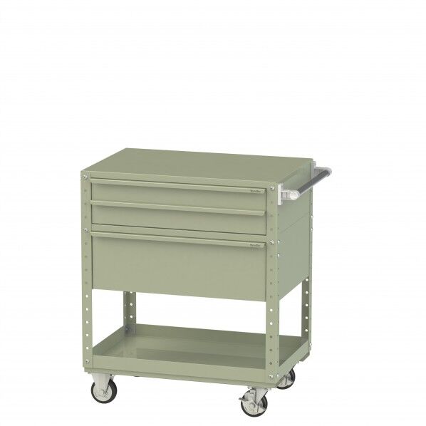 スペシャルワゴン 移動式 キャビネット浅型2段×1台、超深型1段×1個グリーン W7CS-SD-G 1点