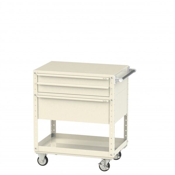 スペシャルワゴン 移動式 キャビネット浅型2段×1台、超深型1段×1個アイボリー W7CS-SD-IV 1点