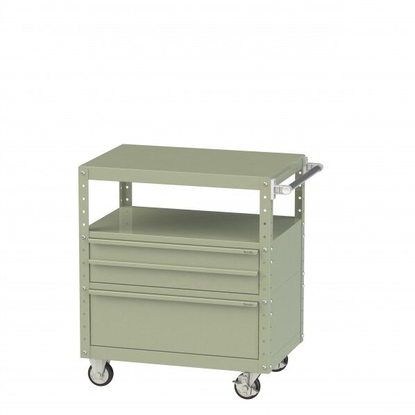 スペシャルワゴン 移動式 キャビネット浅型2段×1個、超深型1段×1個グリーン W7CU-BSD-G 1点