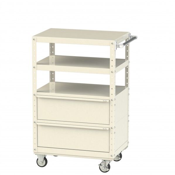 スペシャルワゴン 移動式 キャビネット超深型1段×2個アイボリー W7CUH-BD2-IV 1点