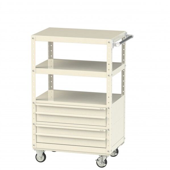 スペシャルワゴン 移動式 キャビネット浅型2段×2個アイボリー W7CUH-BS2-IV 1点