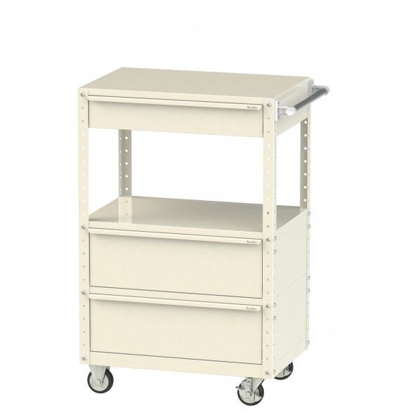 スペシャルワゴン 移動式 キャビネット超深型1段×2個、深型1段×1個アイボリー W7CUH-MBD2-IV 1点