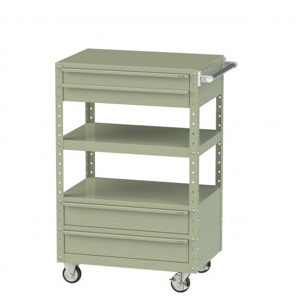 スペシャルワゴン 移動式 キャビネット深型1段×2個、浅型2段×1個グリーン W7CUH-SBM2-G 1点
