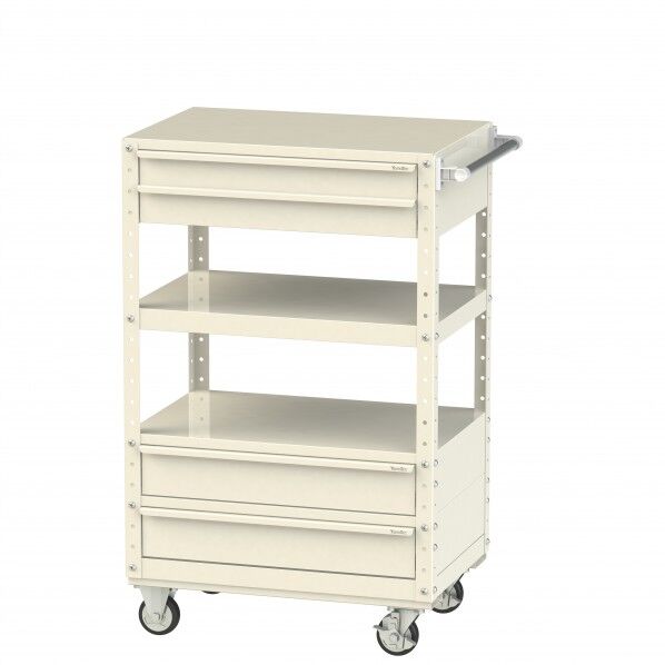 スペシャルワゴン 移動式 キャビネット深型1段×2個、浅型2段×1個アイボリー W7CUH-SBM2-IV 1点