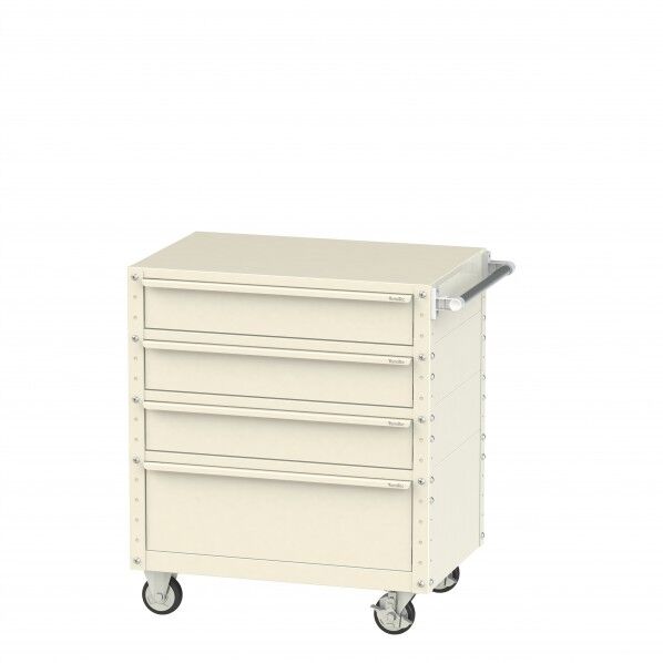 スペシャルワゴン 移動式 キャビネット深型1段×3個、超深型1段×1個アイボリー W7CU-M3D-IV 1点