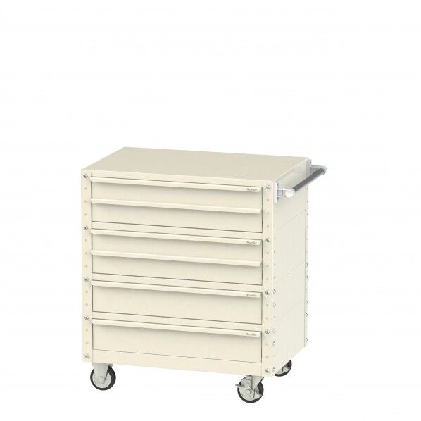 スペシャルワゴン 移動式 キャビネット浅型2段×2台、深型1段×2個アイボリー W7CU-S2M2-IV 1点