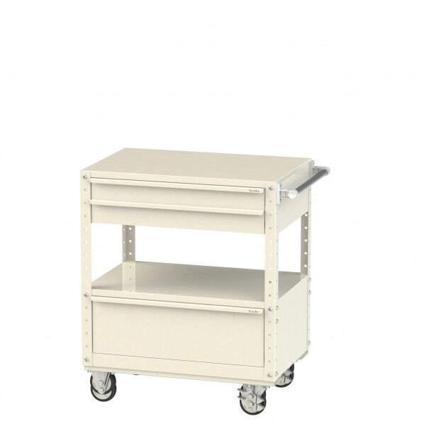 スペシャルワゴン 移動式 キャビネット浅型2段×1個、超深型1段×1個アイボリー W7CU-SBD-IV 1点