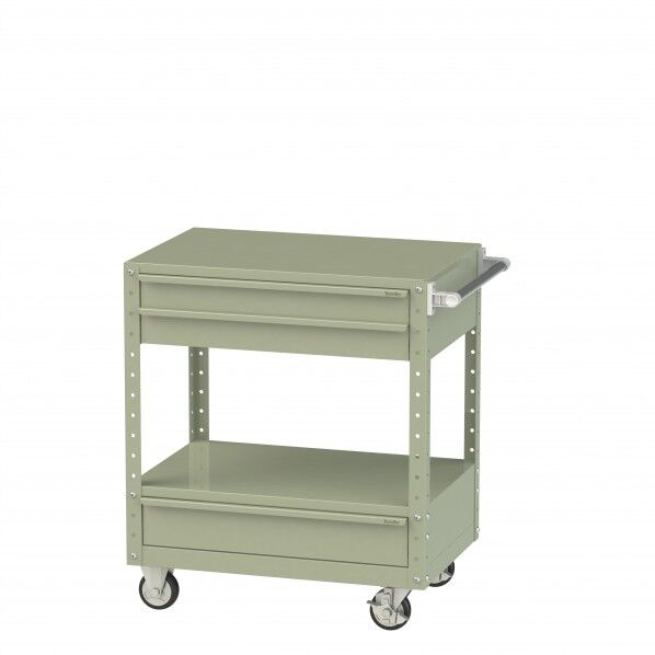 スペシャルワゴン 移動式 キャビネット浅型2段×1個、深型1段×1個グリーン W7CU-SBM-G 1点
