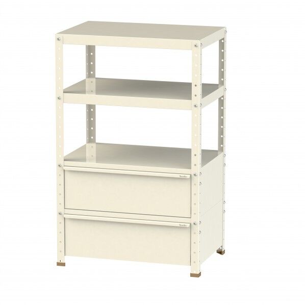 スペシャルワゴン 固定式 キャビネット超深型1段×2個アイボリー W7H-BD2-IV 1点