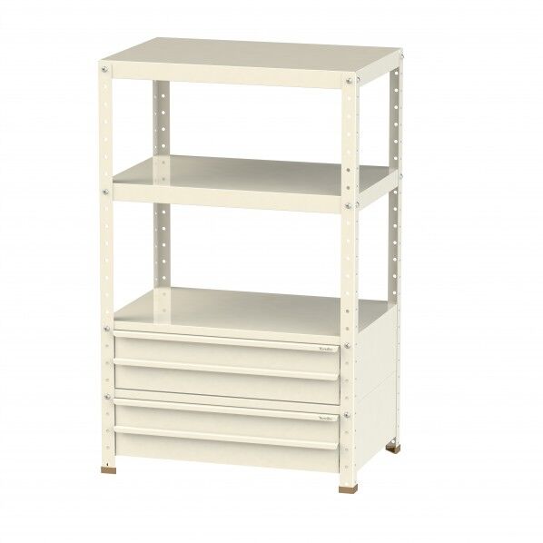 スペシャルワゴン 固定式 キャビネット浅型2段×2個アイボリー W7H-BS2-IV 1点