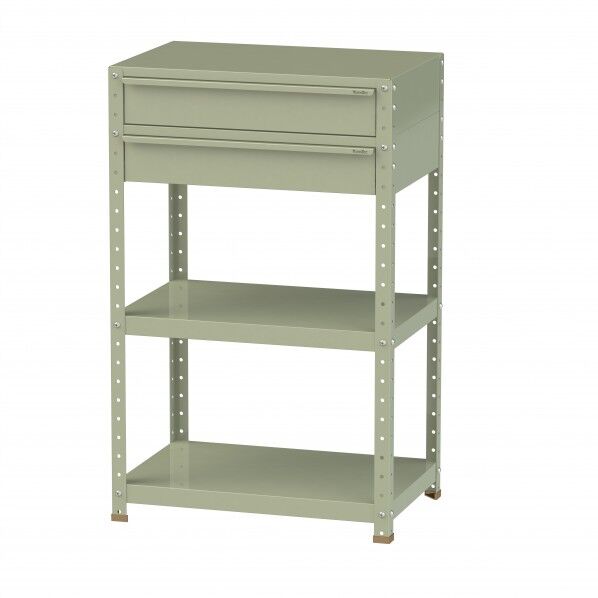 スペシャルワゴン 固定式 キャビネット深型1段×2個グリーン W7H-M2-G 1点