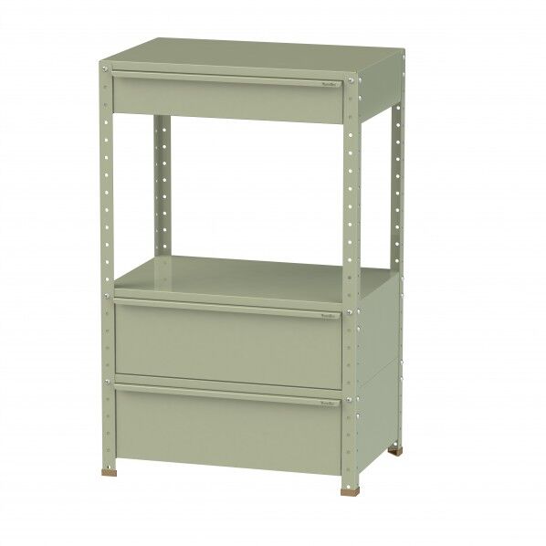 スペシャルワゴン 固定式 キャビネット超深型1段×2個、深型1段×1個グリーン W7H-MBD2-G 1点