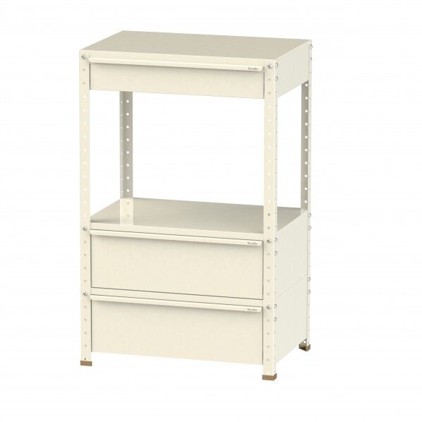 スペシャルワゴン 固定式 キャビネット超深型1段×2個、深型1段×1個アイボリー W7H-MBD2-IV 1点