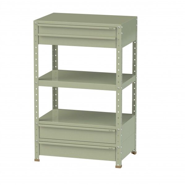 スペシャルワゴン 固定式 キャビネット浅型2段×1個、深型1段×2個グリーン W7H-SBM2-G 1点