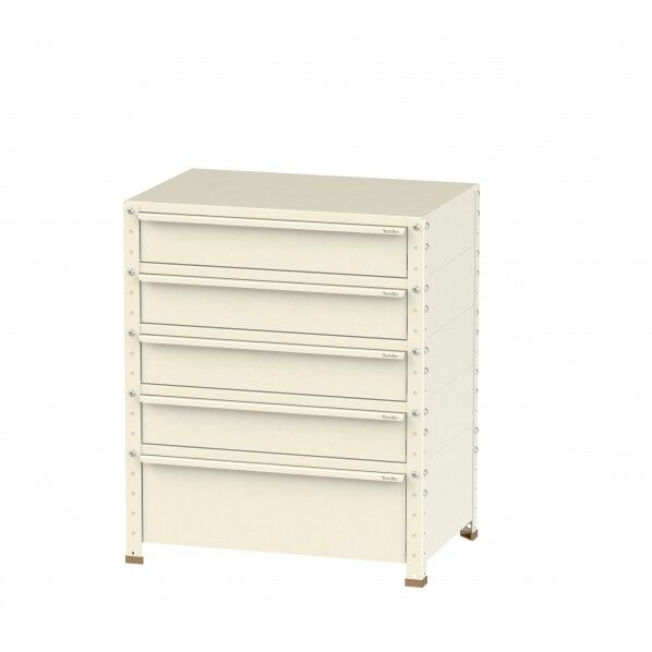 スペシャルワゴン 固定式 キャビネット深型1段×4個、超深型1段×1個アイボリー W7-M4D-IV 1点