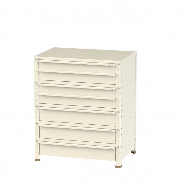 スペシャルワゴン 固定式 キャビネット浅型2段×2個、深型1段×3個アイボリー W7-S2M3-IV 1点