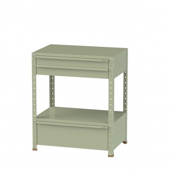 スペシャルワゴン 固定式 キャビネット浅型2段×1個、超深型1段×1個グリーン W7-SBD-G 1点