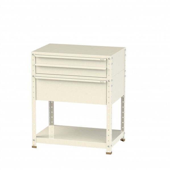 スペシャルワゴン 固定式 キャビネット浅型2段×1個、超深型1段×1個アイボリー W7-SD-IV 1点
