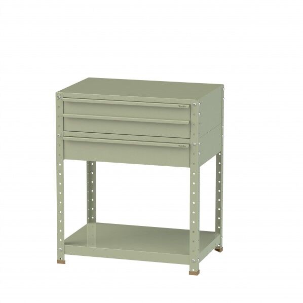 スペシャルワゴン 固定式 キャビネット浅型2段×1個、深型1段×1個グリーン W7-SM-G 1点