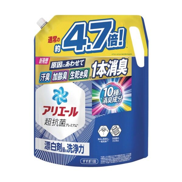 洗濯洗剤 アリエール 超抗菌ジェル つめかえ用 超ウルトラジャンボ 1.91kg 219244 1個