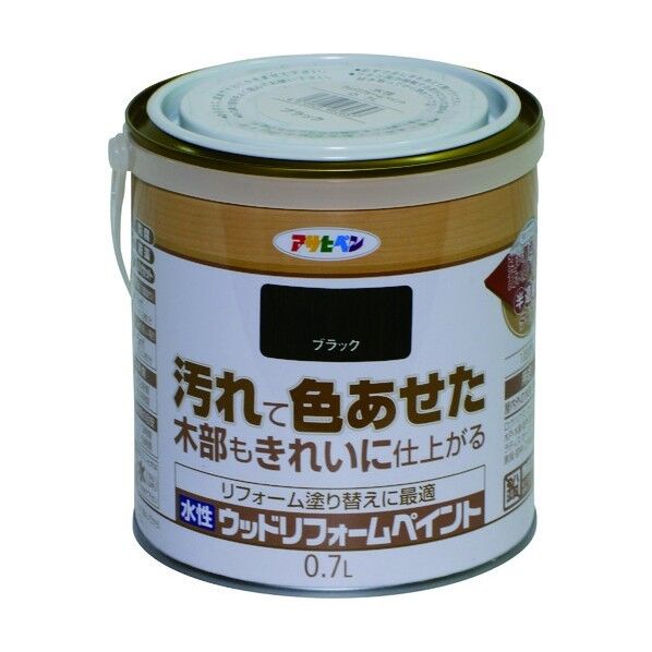 アサヒペン 水性ウッドリフォームペイント 0.7L ブラック 462657 1個 6セット x 1...