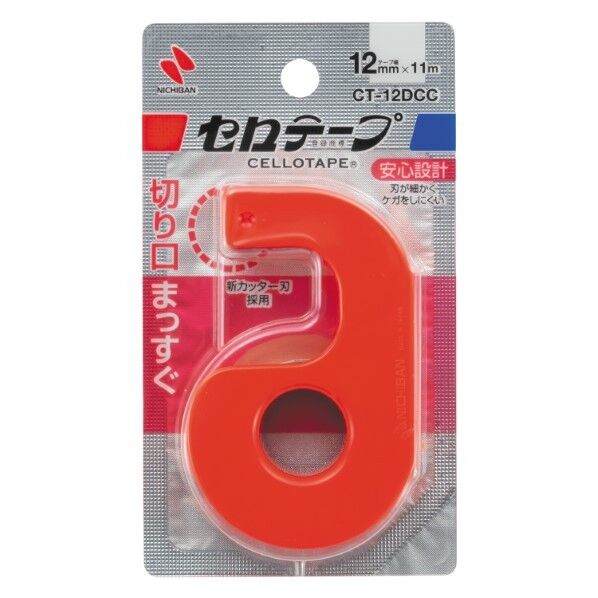 セロテープ® 小巻 カッターつき まっすぐ切れるタイプ クリムゾンレッド CT-12DCC 1個