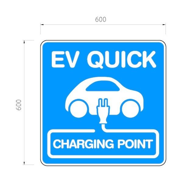 EV駐車場【標識板】サイン 600×600 片面 「EV QUICK CHARGING POINT」