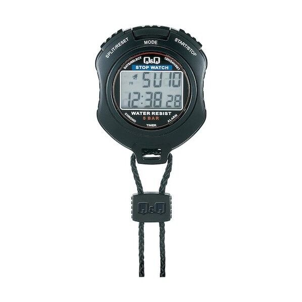 Q&Q ストップウォッチ スプリット計測 カウントダウンタイマー 付き 黒 ブラック HS47-001 1個...