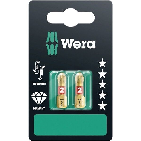 Wera Werkzeuge GmbH ダイヤモンドコーティングビット サイズ2x25mm  2本入 パック入 073335 1パック...