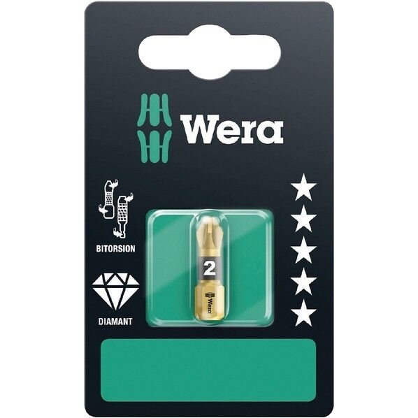 Wera Werkzeuge GmbH ダイヤモンド付 ドライバービット サイズPZ2x 25mm 073337 1個