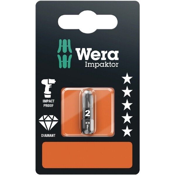 Wera Werkzeuge GmbH ダイヤコート インパクト用ドライバービット サイズPZ2x25mm 073921 1個...