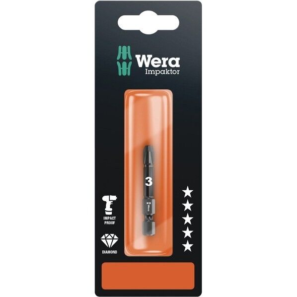 Wera Werkzeuge GmbH ダイヤコート インパクト用ドライバービット サイズPZ3x50mm 073962 1個...
