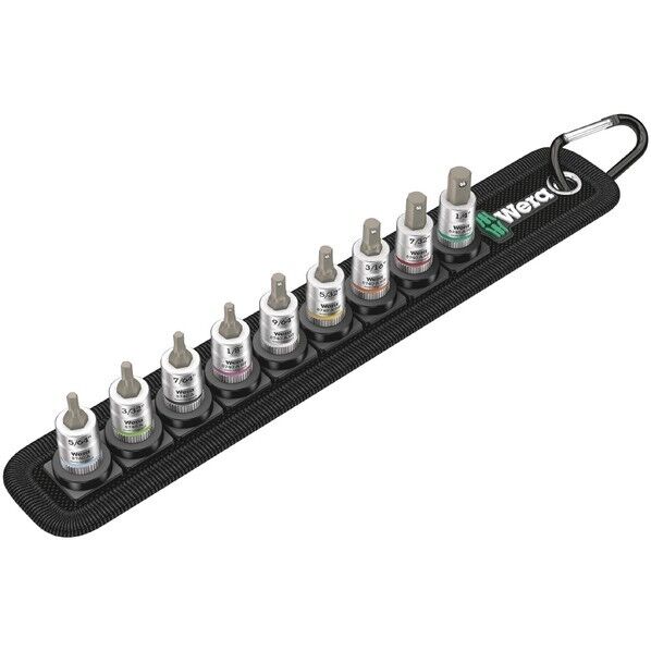 Wera Werkzeuge GmbH 差込角1/4SQ ビットソケットセット インチ 9点入 レール付 003884 1セット...
