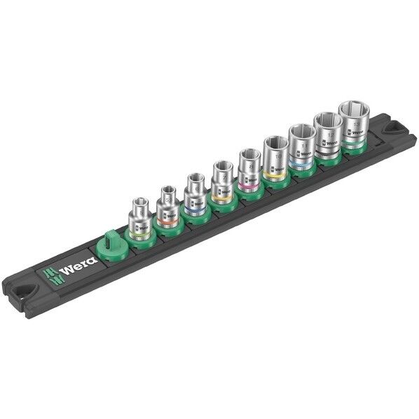 Wera Werkzeuge GmbH 差込角1/4SQ ソケットレンチセット 9点入 レール付 005400 1セット...