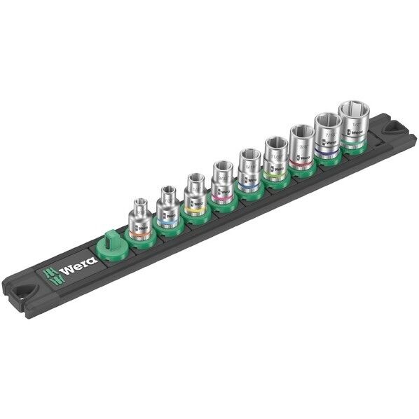 Wera Werkzeuge GmbH 差込角1/4SQ ソケットレンチセット 9点入 レール付 005420 1セット...