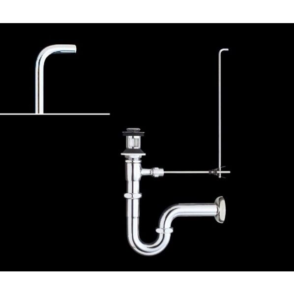 ポップアップ式排水金具(呼び径32mm) 壁排水Pトラップ(排水口カバー付)