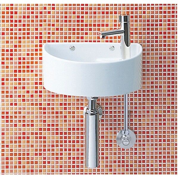 狭小手洗シリーズ ハイパーキラミック 手洗タイプ 丸形 壁排水(ボトルトラップ) 壁給水