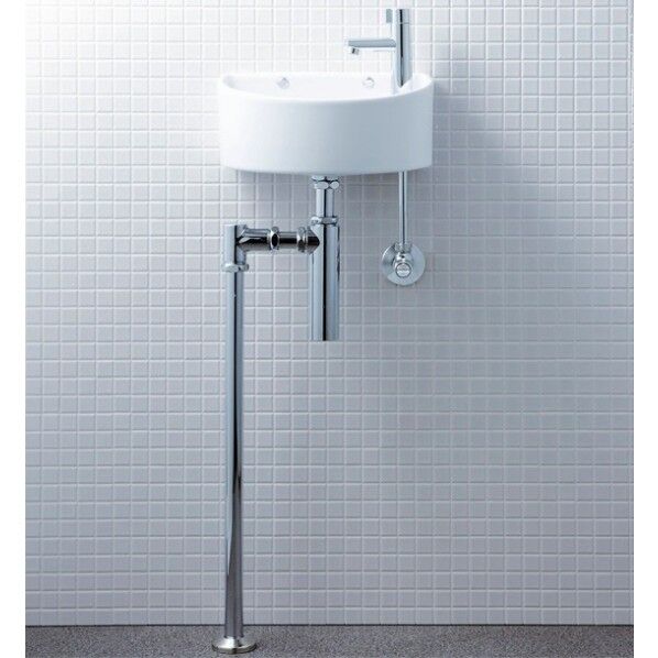 狭小手洗シリーズ ハイパーキラミック 手洗タイプ 丸形 床排水(ボトルトラップ) 床給水