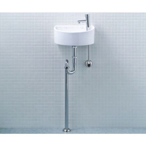 狭小手洗シリーズ ハイパーキラミック 手洗タイプ 丸形 床排水(Sトラップ) 床給水 300×200×126mm ピンク AWL-33(S)-S/LR8 1点